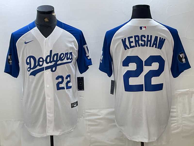 Men's Los Angeles Dodgers #22 Clayton Kershaw Number White Blue Fashion Stitched Cool Base Limited Jerseys,We sell and wholesale Men's Los Angeles Dodgers #22 Clayton Kershaw Number White Blue Fashion Stitched Cool Base Limited Jerseys on line form chian!
